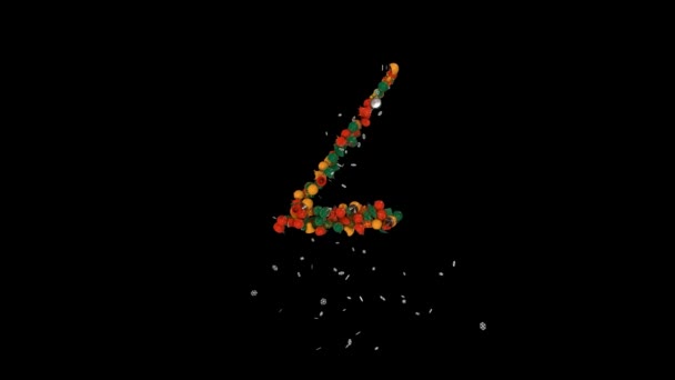 Lettres de vacances typographie de Noël ornements animation avec flocons de neige couleurs clasiques Z - Séquence, vidéo