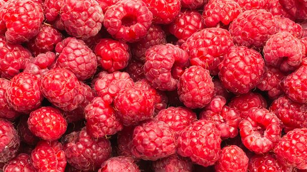 Tasty red raspberry background. Top view.  - Fotoğraf, Görsel