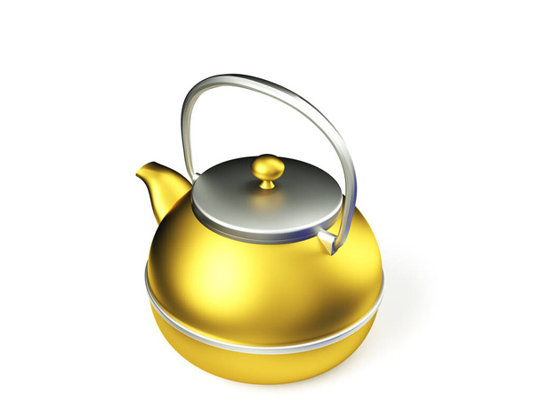 Stylish insulated plastic electric white kettle. 3d illustration, 3d rendering. - Foto, Imagem