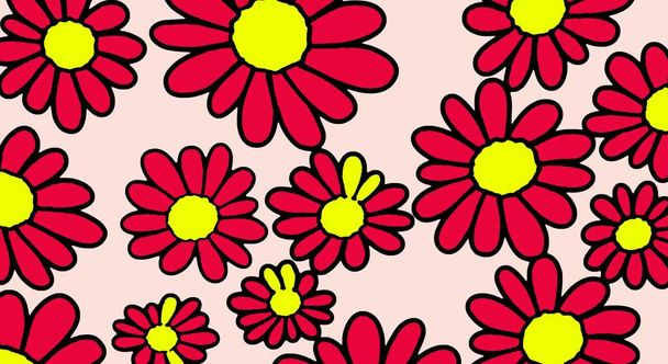 colors flowers pattern on pink background. - Photo, Image
