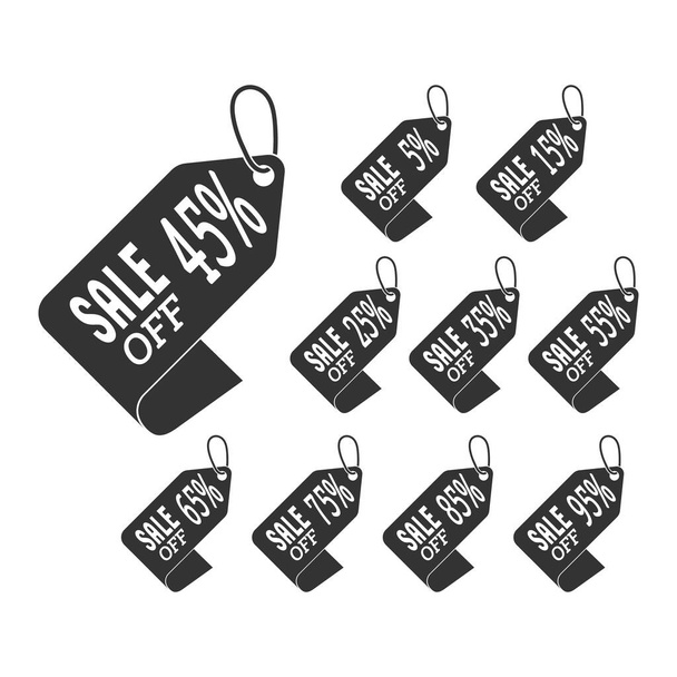 set of stickers with a percentage discount for stickers, labels and banners. simple vector illustration isolated on a white background - Vetor, Imagem