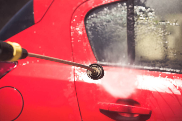 Washing the car in self service system - Fotoğraf, Görsel