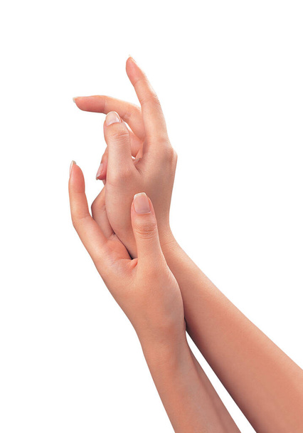Sensualità donna mani su sfondo bianco - Foto, immagini