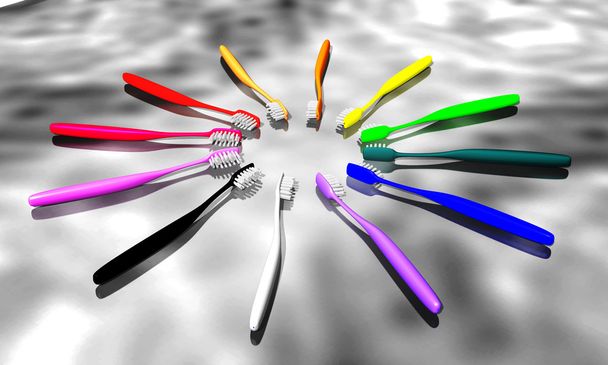 Círculo de cepillo de dientes multicolor en mármol
 - Foto, Imagen