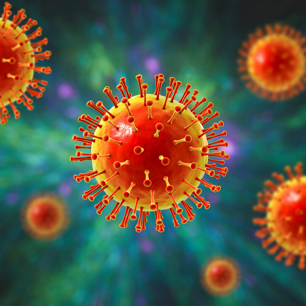 İnsan patojenik virüsler, 3 boyutlu resimleme - Fotoğraf, Görsel