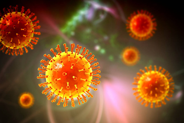 Ludzkie wirusy chorobotwórcze, ilustracja 3D - Zdjęcie, obraz