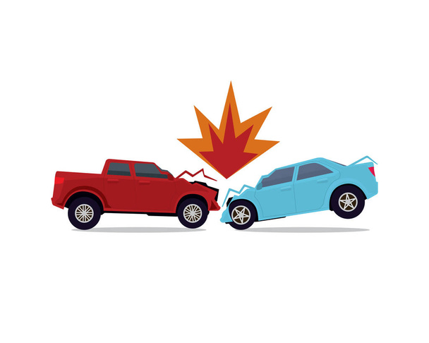 Auto-ongeluk en auto-ongeluk illustratie - Vector, afbeelding