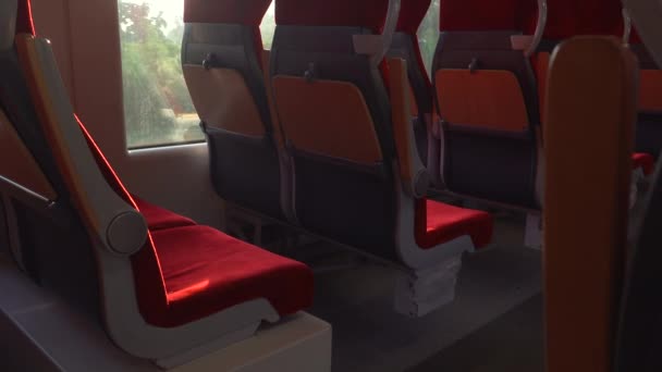 Empty train seats. No people inside the train wagon. - Footage, Video