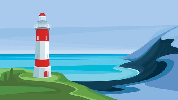 Landscape with lighthouse. - Vector, Image