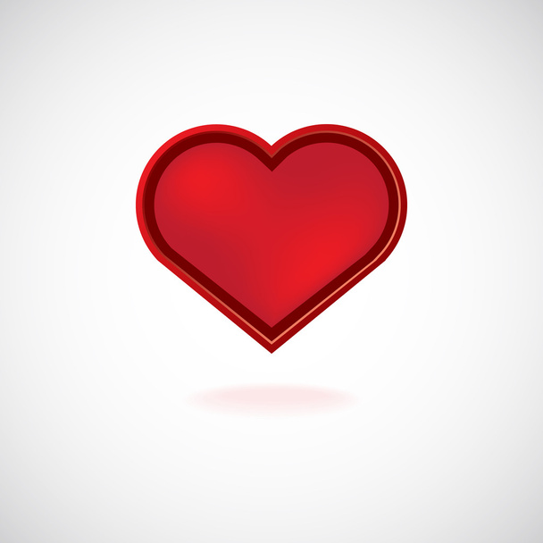 Red heart Valentines day card on white background - Vektör, Görsel
