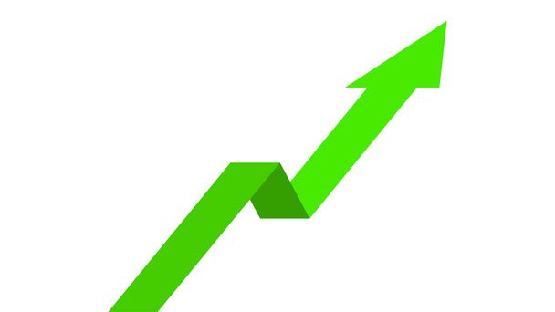 зеленая стрелка указывая на иконку на белом фоне, графический зеленый стрелка плоский символ, зеленая стрелка современный указывая вверх для искусства клипа, иллюстрация стрелка логотип для направления роста бизнес-диаграммы
 - Вектор,изображение