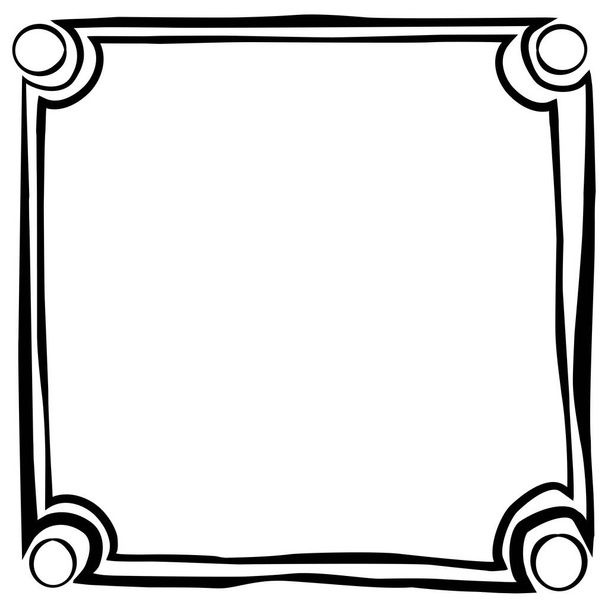 Frame Square Sketch and Circle at every Corner for quote, message, announcement etc - Vector, Image