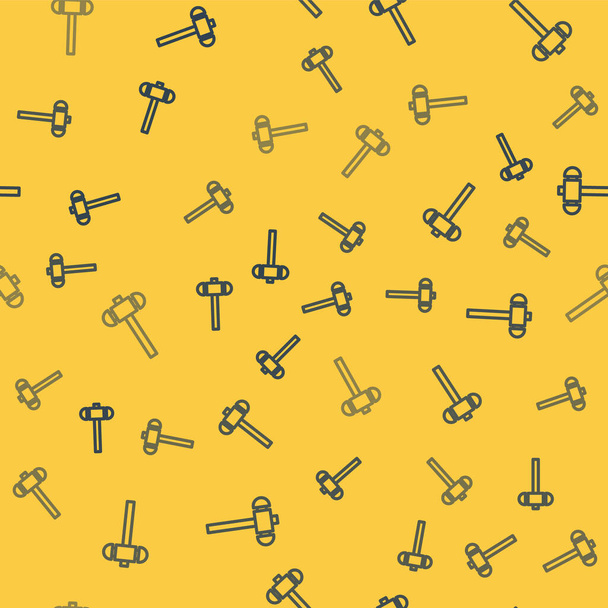 Blue line Sledgehammer icon isolated seamless pattern on yellow background.  Vector Illustration. - Вектор,изображение