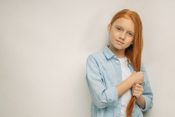 portrait of attractive girl with long red hair - Φωτογραφία, εικόνα