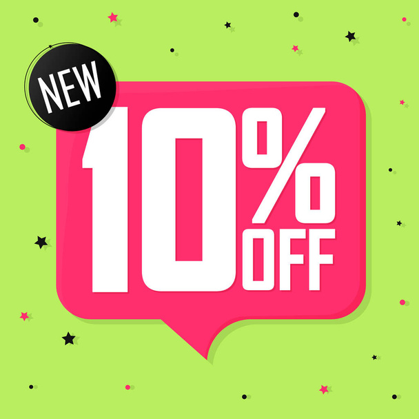Sale 10% off tag, speech bubble banner design template, discount tag, app icon, vector illustration - Vector, imagen