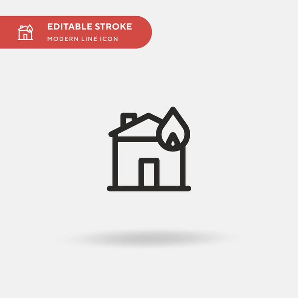 Burning House Simple vector icon. Illustration symbol design template for web mobile UI element. Perfect color modern pictogram on editable stroke. Burning House icons for your business project - Vector, Image