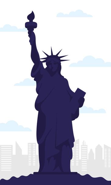 estatua de la libertad monumento Nueva York escena de la ciudad
 - Vector, Imagen