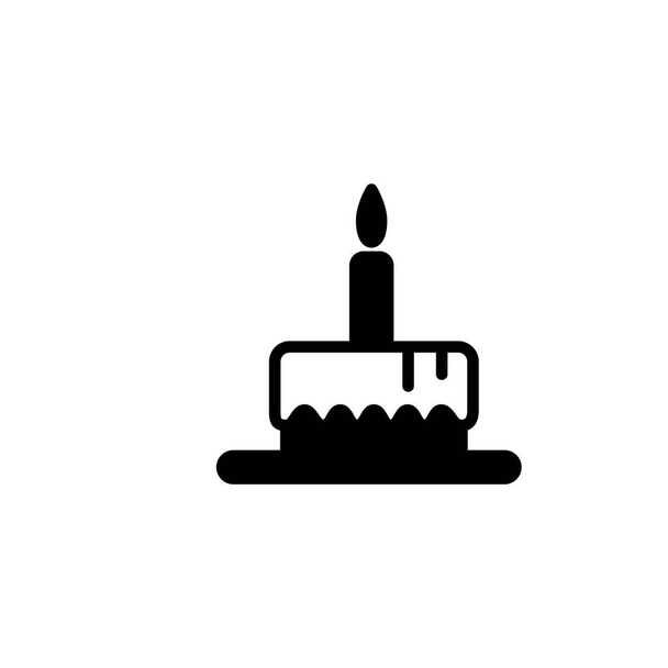 Ilustración Vector gráfico del icono de la torta de cumpleaños. Ajuste para la celebración, fiesta, panadería, aniversario, etc.
. - Vector, imagen