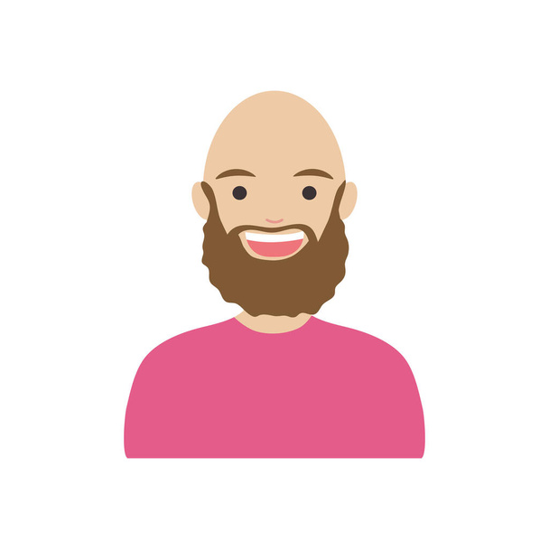 різноманітність людей концепція, мультяшний лисий чоловік з бородою, плоский стиль
 - Вектор, зображення