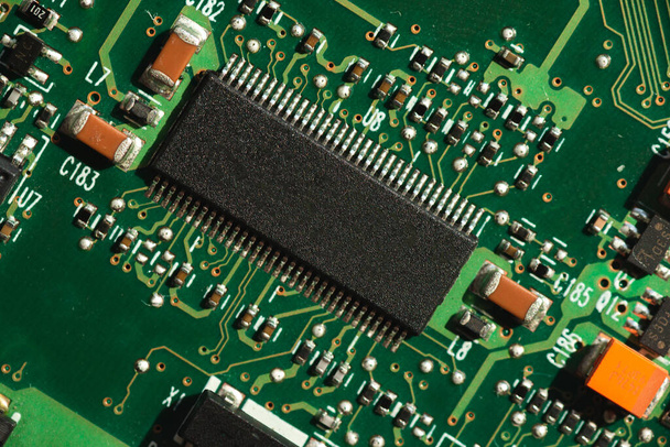 Macro photo of laptop  chip with space for writing - Zdjęcie, obraz