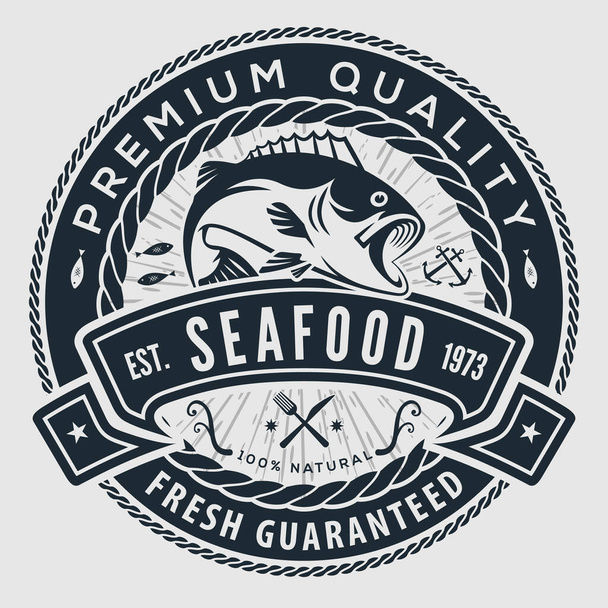 Seafood design concept with bass fish. Vector illustration. - Vector, Image