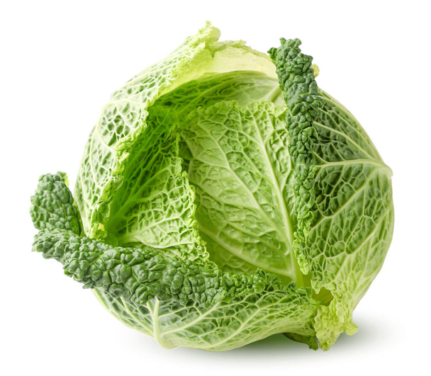 Savoy cabbage close-up on a white background. Isolated - Zdjęcie, obraz