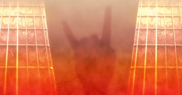 Рок-н-ролл анимированный фон с огненной тематикой, рок-знаком и гитарной шеей
. - Кадры, видео