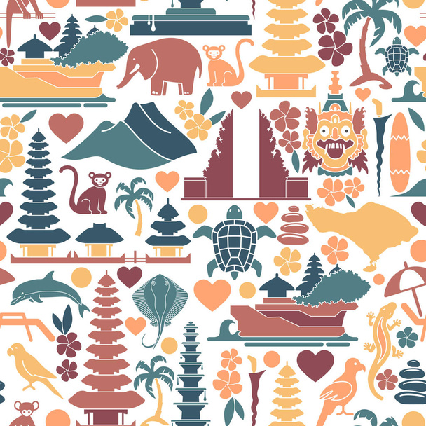 Seamless background with traditional symbols of the island of Bali, Indonesia - Vektor, Bild