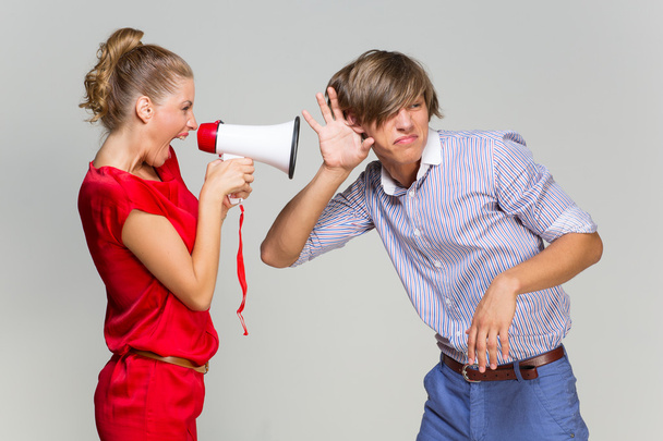 Girl screaming at boyfriend - Фото, изображение