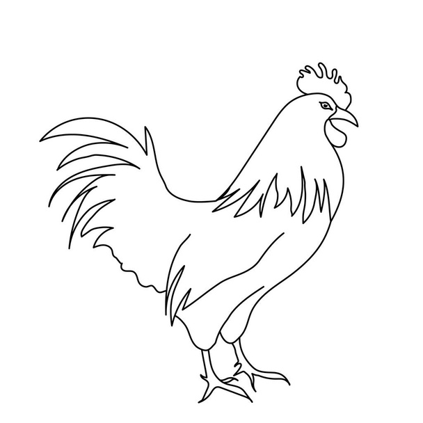 Rooster line drawing. Minimalistic style for logo, icons, emblems, template, badges. Isolated on white background. - ベクター画像