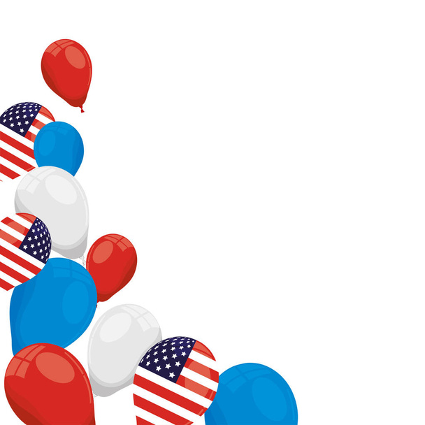 воздушные шары гелий с иконками флагов США - Вектор,изображение