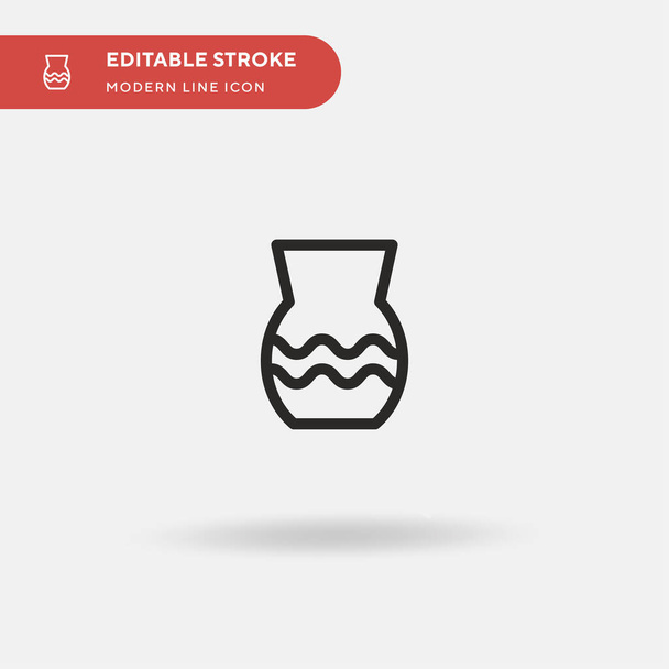 陶器シンプルなベクトルアイコン。WebモバイルUI要素用のイラスト記号デザインテンプレート。編集可能なストロークで完璧な色のモダンなピクトグラム。あなたのビジネスプロジェクトの陶器のアイコン - ベクター画像
