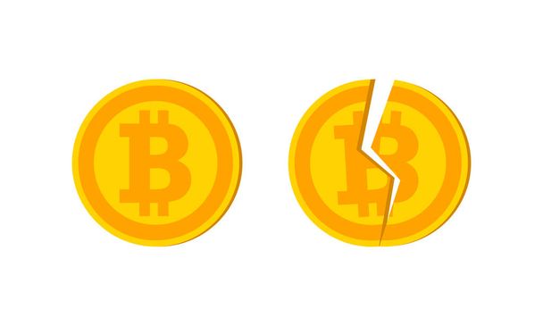 Vector Bitcoin en vernietigd logo en pictogram ontwerp elementen Vector EPS 10 - Vector, afbeelding