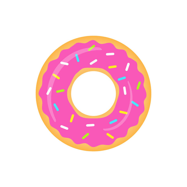 Pink donut vector isolated on white. Sweet donuts with strawberry glaze illustration.  - ベクター画像