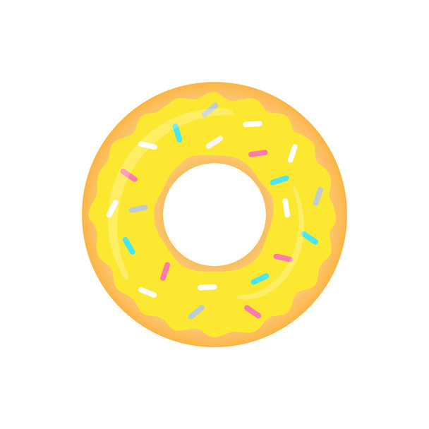 Желтый вектор пончика изолирован на белом. Сладкие пончики с иллюстрацией банановой глазури
.  - Вектор,изображение
