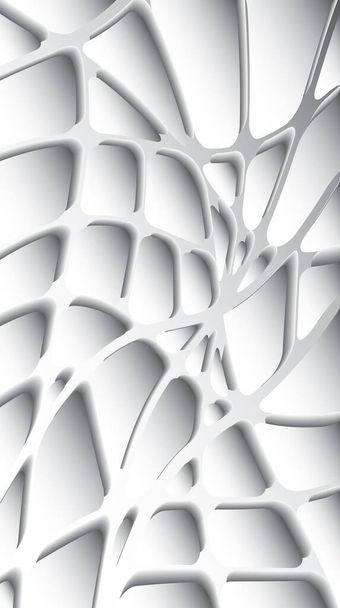 Cuadrícula decorativa. Patrón gris con formas redondeadas talladas. diseño de muestra 3d. Fondo abstracto para mobil - Vector, Imagen