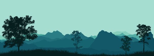Forest landscape background with tree silhouettes . - Vector, Image