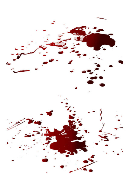 collectie verschillende bloed of verf splatters, Halloween concept, inkt splatter achtergrond, geïsoleerd op white.blood achtergrond - Vector, afbeelding