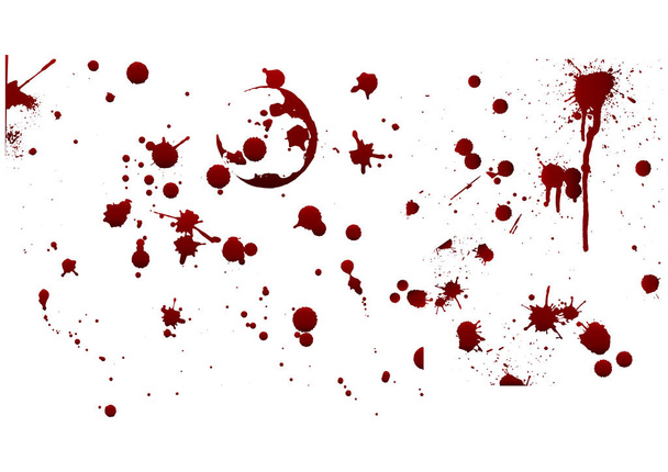 collectie verschillende bloed of verf splatters, Halloween concept, inkt splatter achtergrond, geïsoleerd op white.blood achtergrond - Vector, afbeelding