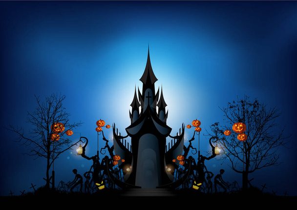 Holiday Halloween.Fondo oscuro de la noche. Ilustración vectorial - Vector, imagen