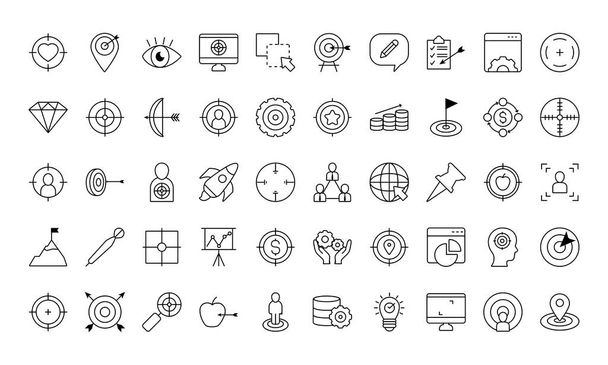conjunto de iconos de los toros objetivo y ojo, estilo de línea
 - Vector, Imagen