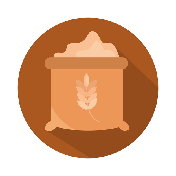 saco de pão de farinha menu padaria bloco de produtos alimentares e ícone plana
 - Vetor, Imagem