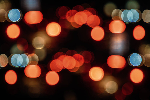 Blurred urban abstract street lights bokeh background. - Photo, Image