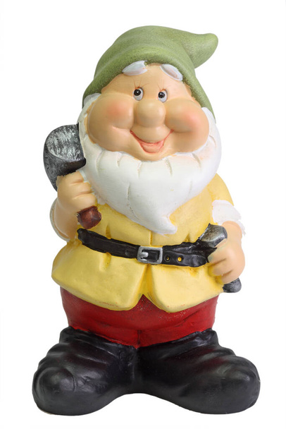 The Classic Garden Gnome Statue isolated on white background - Photo, Image