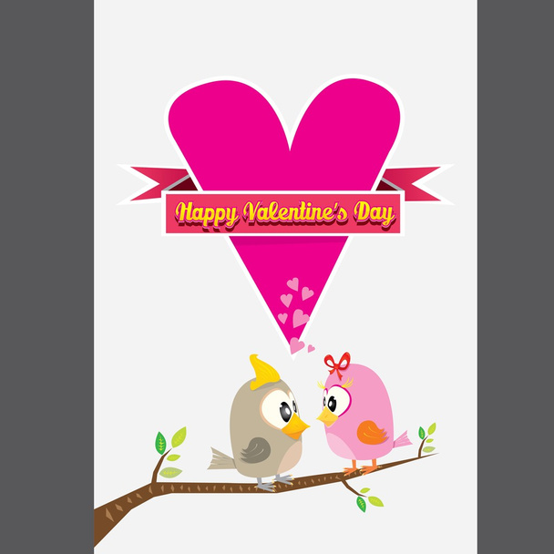 Valentine day beautiful card with couple birds - Vetor, Imagem