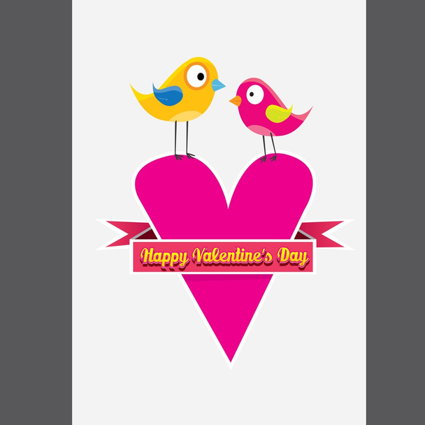Valentine day beautiful card with couple birds - Vector, Imagen