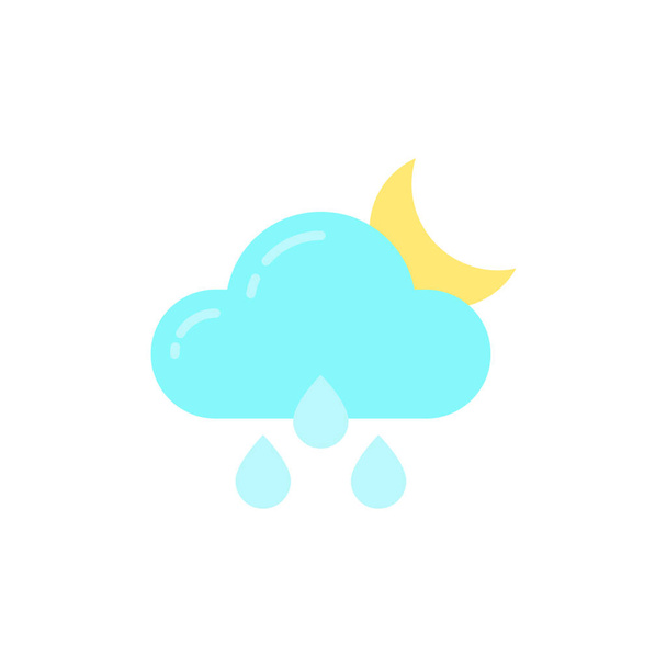 Nuage pluie et lune vecteur icône symbole météo isolé sur fond blanc - Vecteur, image