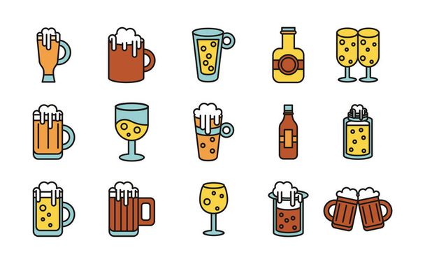 paquete de iconos del día internacional de la cerveza
 - Vector, Imagen