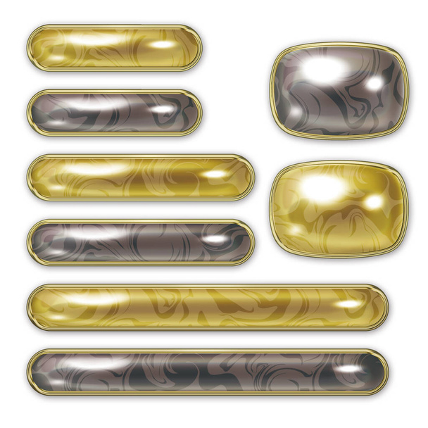 Illustration of pearl buttons.  Button sets of various sizes. Gold and black. - Photo, Image