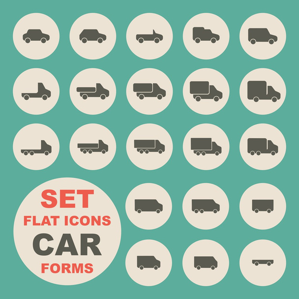 Conjunto de iconos planos, forma de coche
 - Vector, Imagen